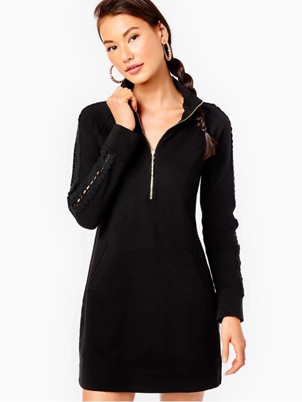Lilly Pulitzer Skipper Popover Lace Embroidered dress Black XXS 6089